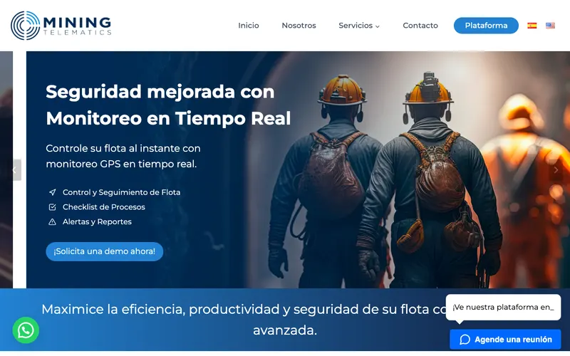 Sitio web de Mining Telematics — Minería / industria, desarrollado por Rómpela